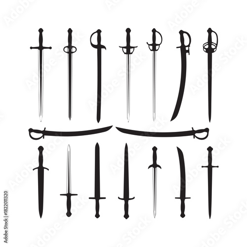Sword and Saber Silhouettes Set
