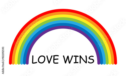 Vector lgbt pride love wins text and rainbow