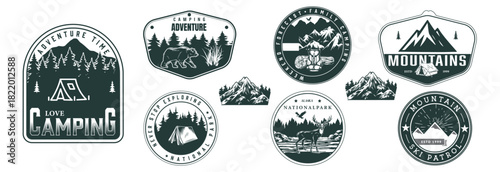 camping-badges-adventure-signs-travellers-mountains-outdoor-extreme-travel-emblem-vintage-hiking-vector