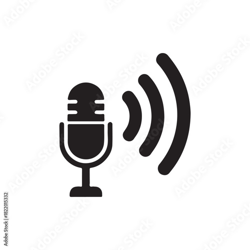 Microphone icon showing loud sound emission lines for maximum volume.
