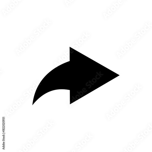 Share icon with an arrow pointing right and a curved tail, representing forwarding or sharing content online for digital use.