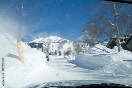 Niseko Ski resort Road covered in snow