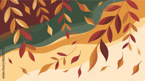 Abstract background with autumn falling leaves, Abstract banner with autumn falling leaves