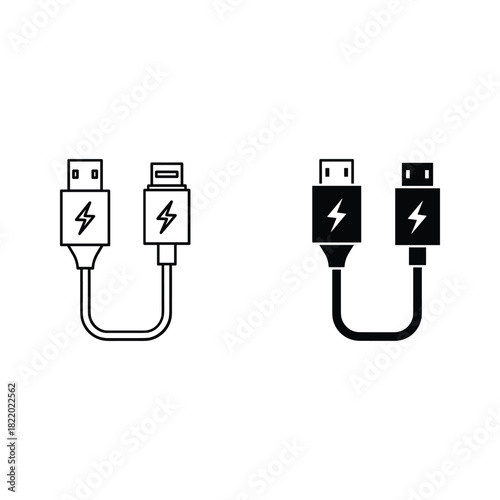 Two usb c to usb c charging cables with lightning bolt icon