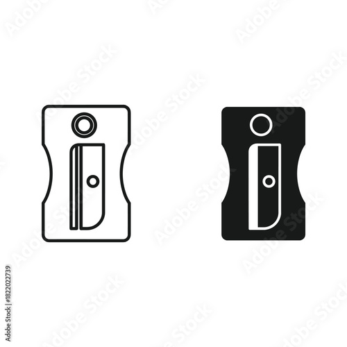 Simple outline and silhouette of a pencil sharpener