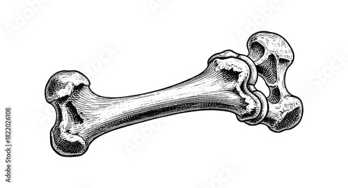 Vintage engraved bones illustration for science and education themes