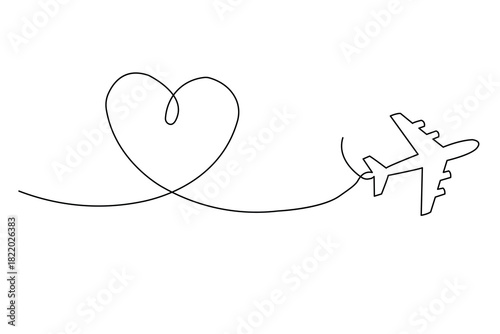 Romantic journey continuous line drawing