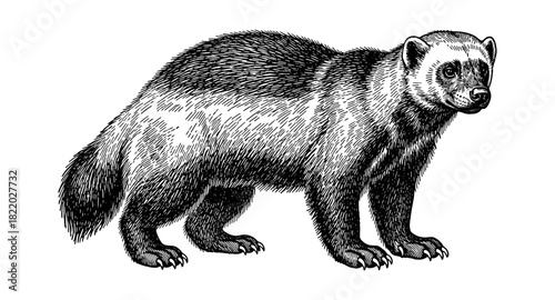 Detailed hand-drawn wolverine art with intricate linework and classic style