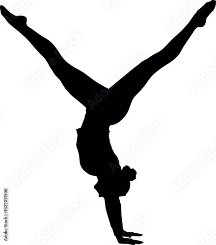 Gymnast silhouette handstand balance