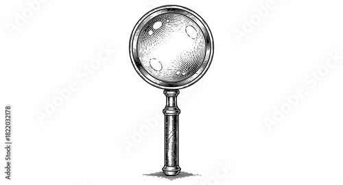 Detailed retro design of a magnifying glass with elegant engraving