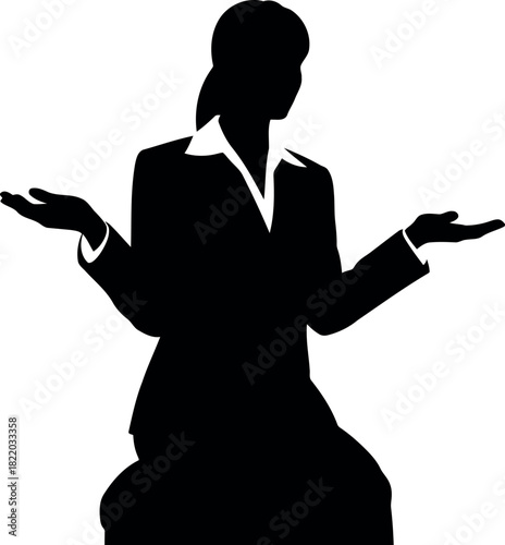 Businesswoman silhouette shrugging shoulders
