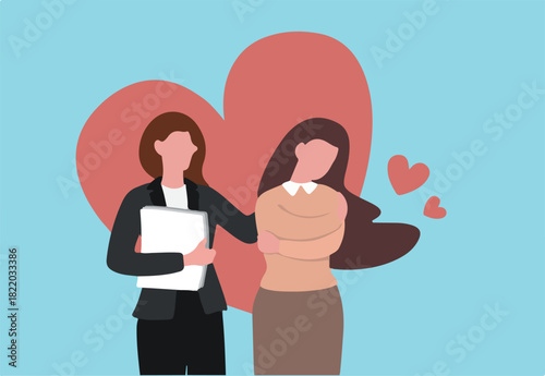 Compassion, support or help other who facing difficulty, empathy or sympathy, kindness or love to take care, heal feeling or giving care concept, young woman giving compassion to help colleagues