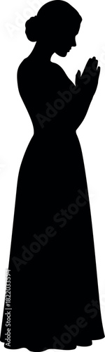 Woman silhouette praying devotion