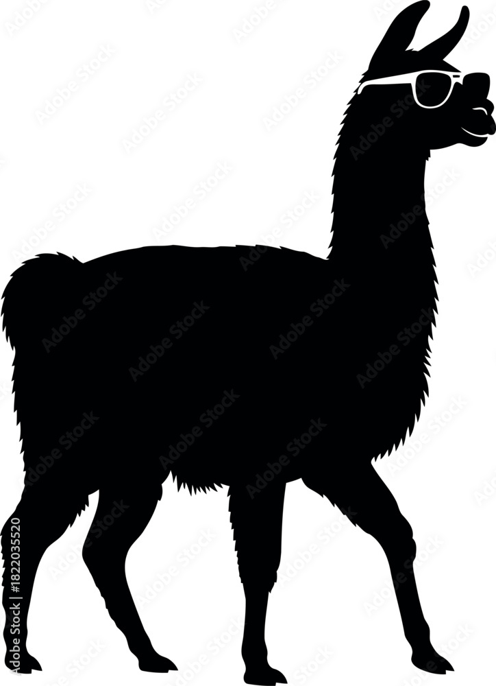 Fototapeta premium Cool llama silhouette with sunglasses
