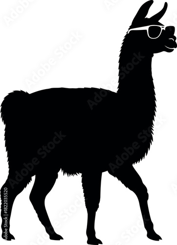 Cool llama silhouette with sunglasses
