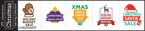 Boost Christmas Sales with Eye-Catching Holiday Discount Festive Badges Collection for Marketing Campaigns and Promotions to Drive Revenue This Season