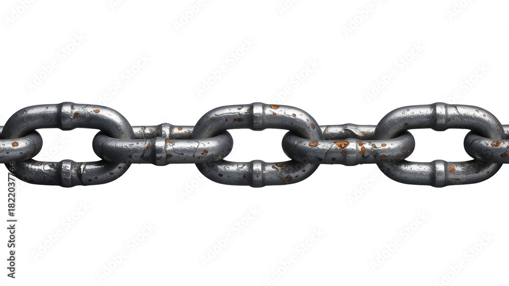 Fototapeta premium Heavy metal chain links isolated on transparent background