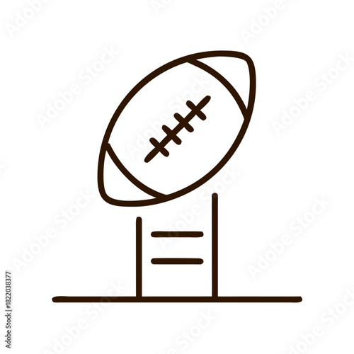 Rugby ball on goalpost symbolizing sports concept  