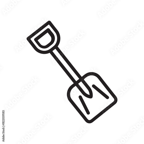 Black and white vector avalanche shovel icon winter ski equipment illustration
