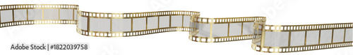 movie stripe film  golden background cinema video isolated - 3d rendering