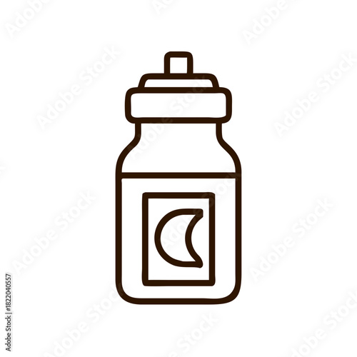 Sports drink bottle with label in modern minimalist style  