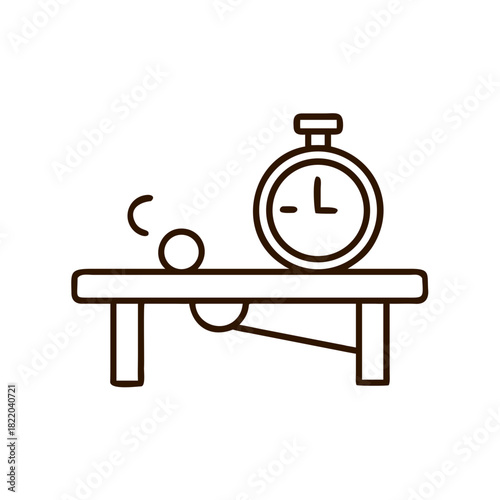 Stopwatch and ball on a table representing timing and speed concept  