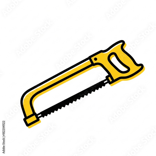 Yellow hacksaw tool isolated on white background