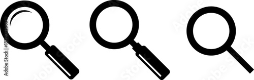 Three magnifying glasses in a row