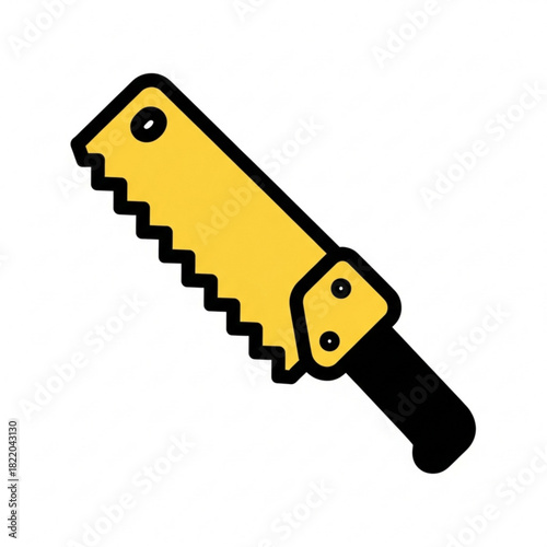Yellow hand saw tool isolated on white background