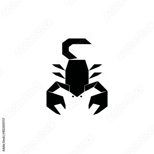 Geometric black scorpion illustration on white background design element