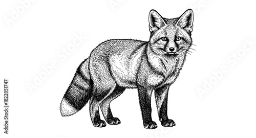 Hand drawn detailed fox with sketch style and realistic features