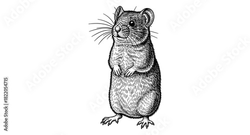 Detailed engraving style mouse drawing with vintage charm
