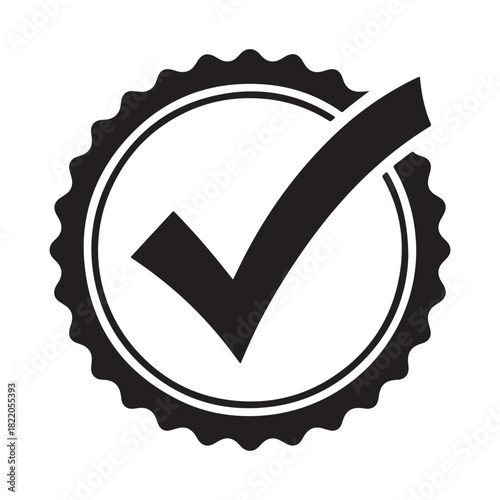 Black Check Mark Inside Circular Badge Icon Keywords: check mark, tick, approved, success