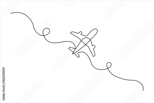Flying plane simple line art loop