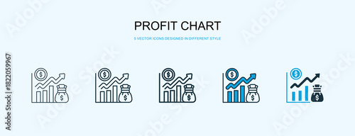Profit Chart Icon Different Style Vector Illustration