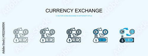 Currency Exchange Icon Different Style Vector Illustration