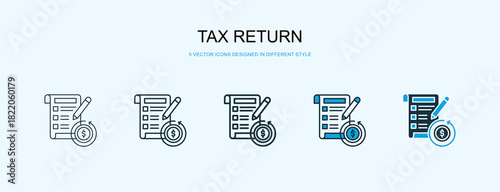 Tax Return Icon Different Style Vector Illustration
