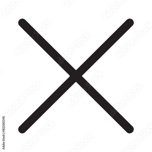 Black Cross Symbol With Rounded Ends Keywords: cross, x, symbol, icon, cancel, close, wrong
