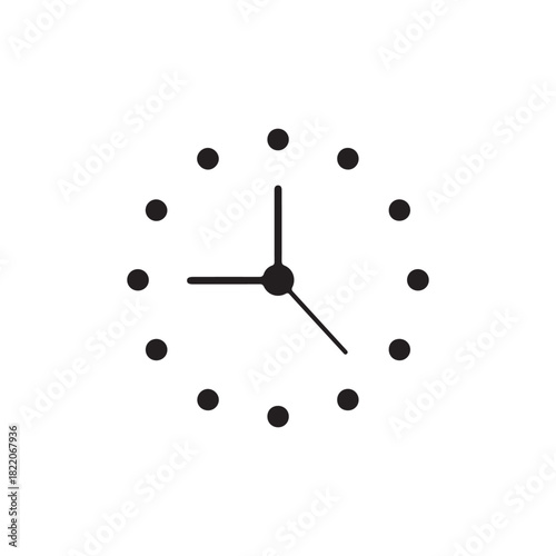Minimalist radial clock time dotted solid icon on white back ground