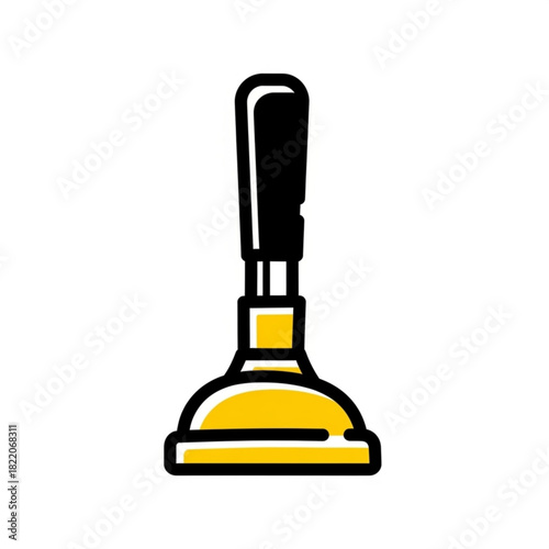 Yellow and black plunger tool isolated on white background