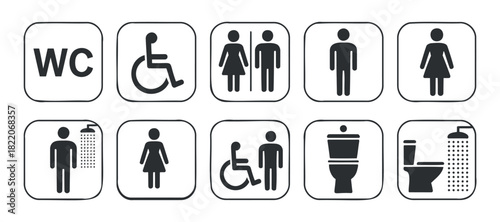 Restroom sign collection with transparent background