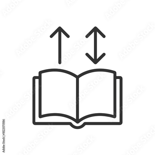 Fine line knowledge sharing icon symbolizing educational collaboration and learning exchange, ideal for training platforms, teamwork visuals and information transfer tools