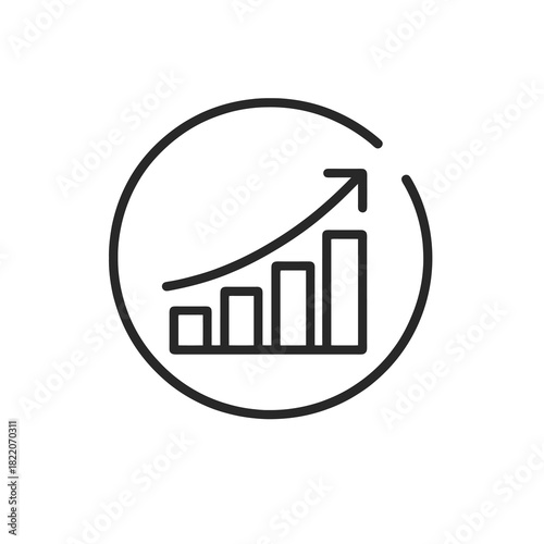 Fine line productivity tracking icon symbolizing performance measurement and goal progression, ideal for business dashboards, efficiency tools and time monitoring