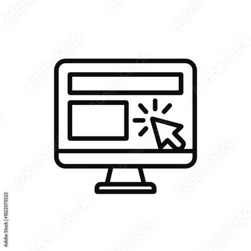 Fine line UX testing icon symbolizing interface evaluation and user interaction analysis, ideal for design audits, usability studies and product improvement visuals