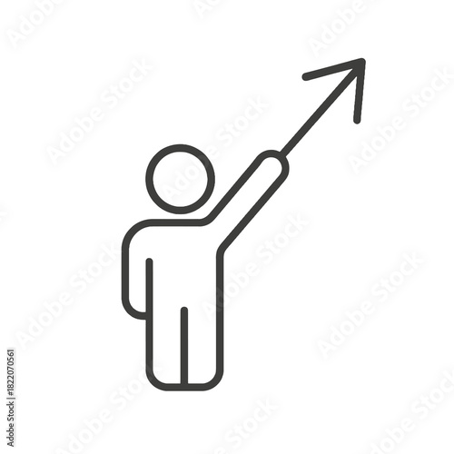 Fine line self improvement icon symbolizing personal progress and performance enhancement, ideal for productivity visuals, goal setting and personal coaching content