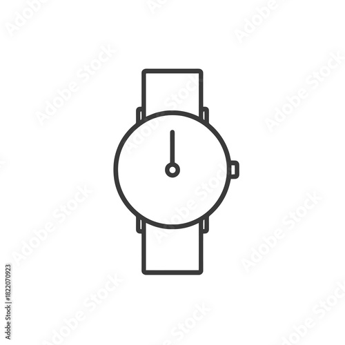 Fine line wristwatch icon symbolizing personal timekeeping and punctuality, ideal for productivity visuals, organization tools and time management interfaces