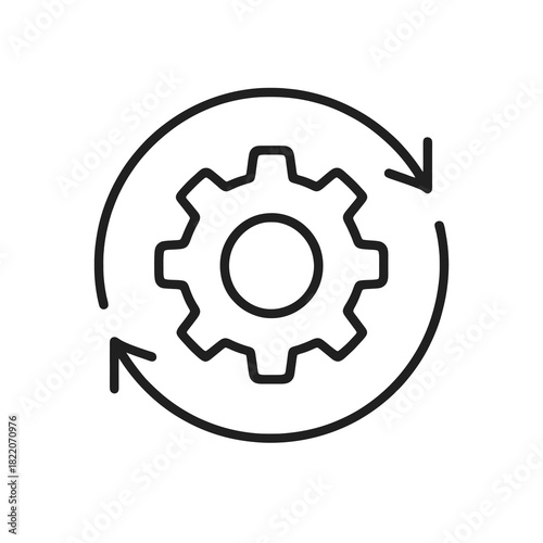 Fine line automation cycle icon symbolizing continuous industrial efficiency, ideal for optimization processes, smart engineering and Industry 4.0 strategy visuals