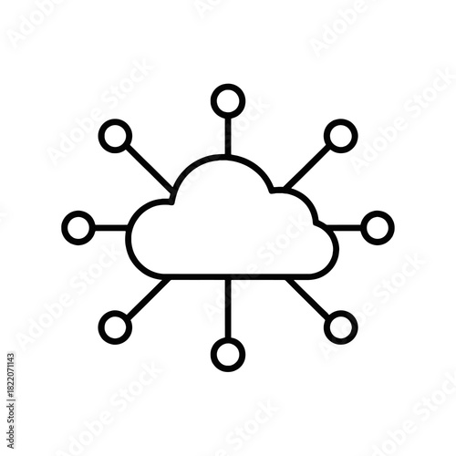 Fine line cloud computing icon symbolizing distributed technology and smart industry networking, ideal for Industry 4.0 and tech infrastructure visuals