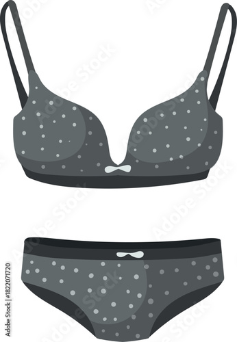 Female lingerie with black polka dot pattern textile