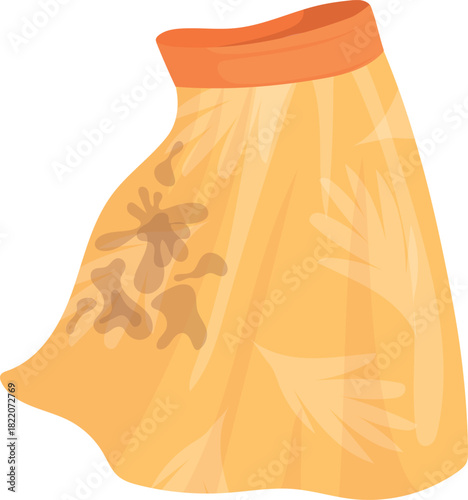 Dirty skirt cartoon icon. Muddy stain clothes laundry